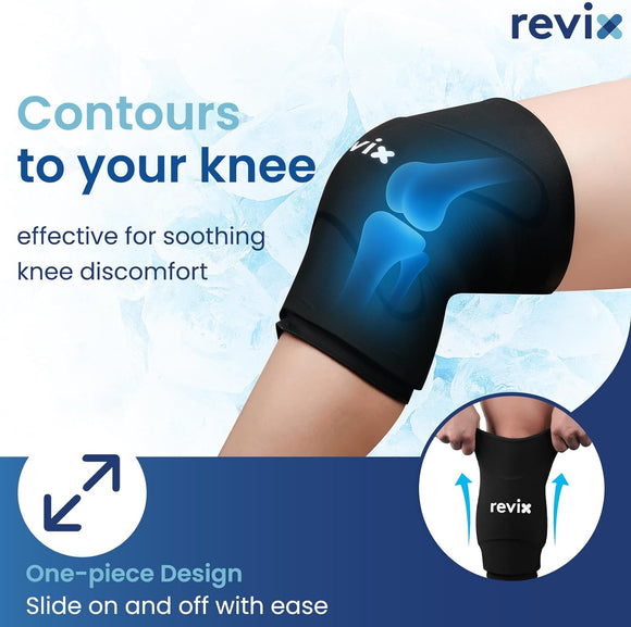 REVIX 3D Knee Ice Pack Wrap – Long-Lasting Cold Therapy with Innovative Dual-layer Gel