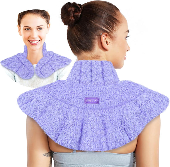 REVIX Microwave Heating Pad for Neck and Shoulders, Weighted Microwavable Heated Neck Wrap Warmer, Scented