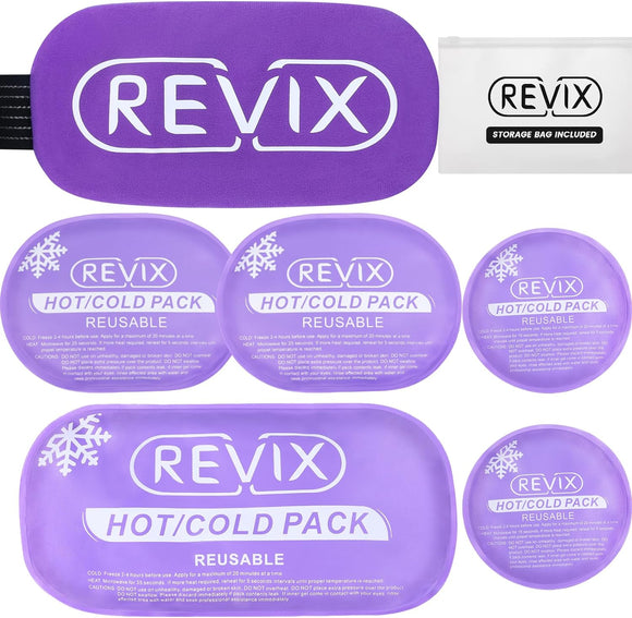 REVIX Ice Packs for Injuries Reusable, 5 Pack Hot and Cold Gel Ice Pack Set for Pain Relief