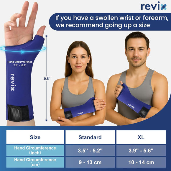 REVIX Wrist Ice Pack Wrap - Hand Ice Pack Sleeve with Extended Coverage