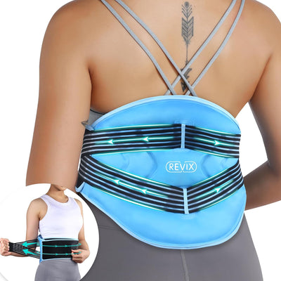 REVIX Extra Large Ice Pack for Back Pain Relief with Double Compression, Reusable Large Back Ice Pack for Injuries