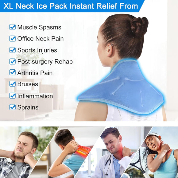 REVIX XL Neck Ice Pack for Injuries Reusable Gel Neck Ice Wrap for Pain Relief