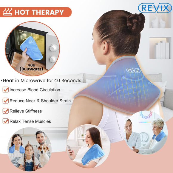 REVIX XL Neck Ice Pack for Injuries Reusable Gel Neck Ice Wrap for Pain Relief