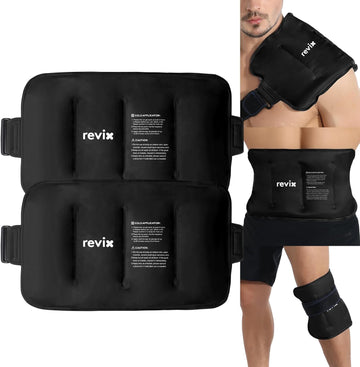 REVIX 2-Pack Large Cold Packs for Back, Rotator Cuff, Hip, Knee, and Shin, Versatile
