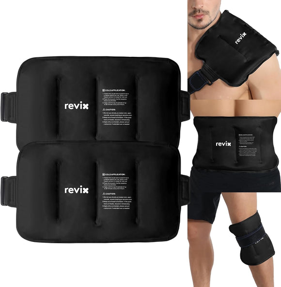 REVIX 2-Pack Large Cold Packs for Back, Rotator Cuff, Hip, Knee, and Shin, Versatile