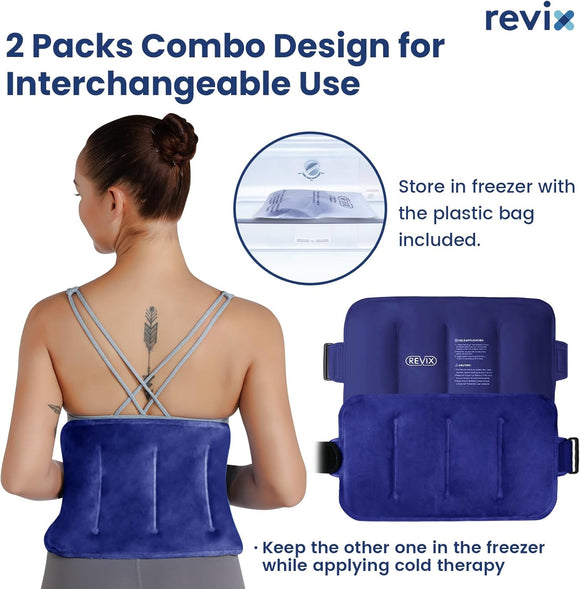 REVIX 2-Pack Large Cold Packs for Back, Rotator Cuff, Hip, Knee, and Shin, Versatile