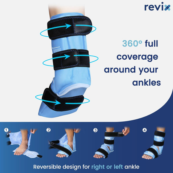 REVIX Ankle Ice Pack for Foot Swelling, Reusable Gel Ice Pack Wrap