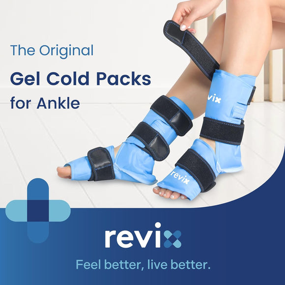 REVIX Ankle Ice Pack for Foot Swelling, Reusable Gel Ice Pack Wrap