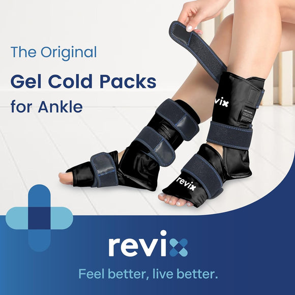 REVIX Ankle Ice Pack for Foot Swelling, Reusable Gel Ice Pack Wrap