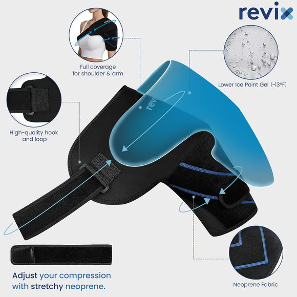 REVIX Shoulder Ice Pack Wrap, Ice Shoulder Brace for Rotator Cuff