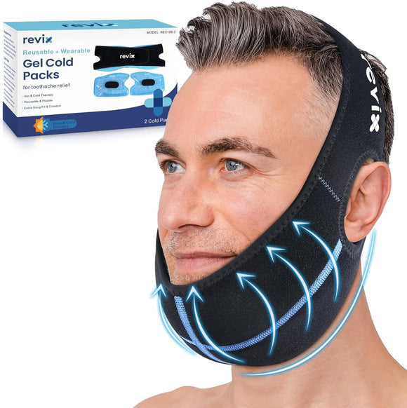REVIX Wisdom Teeth Ice Pack Head Wrap with 3D Sewing Jaw Ice Pack for Face Oral Surgery Pain Relief for TMJ