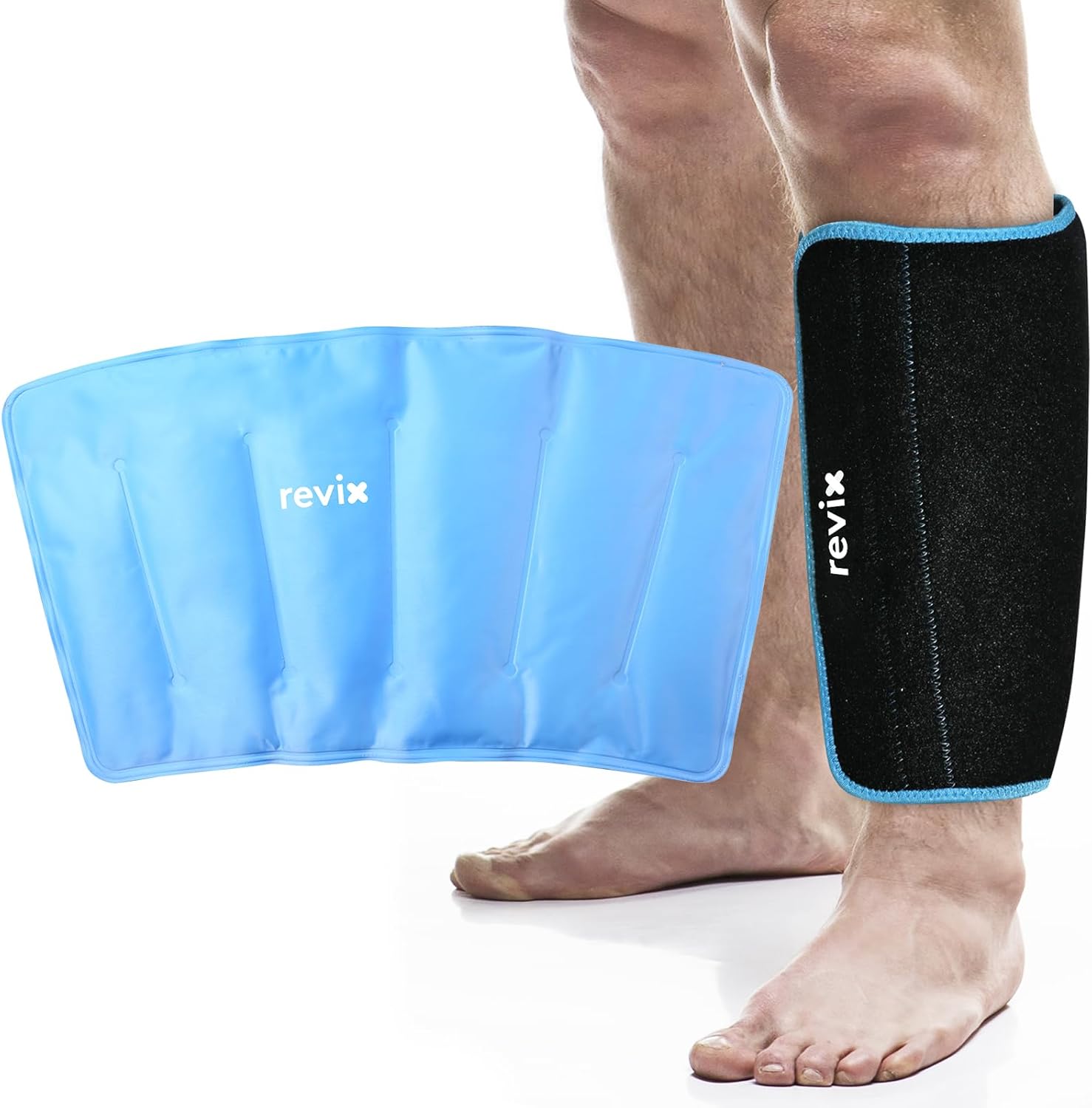 REVIX XL Calf and Shin Ice Packs for Shin Splints Reusable Leg Cold Pack Wraps