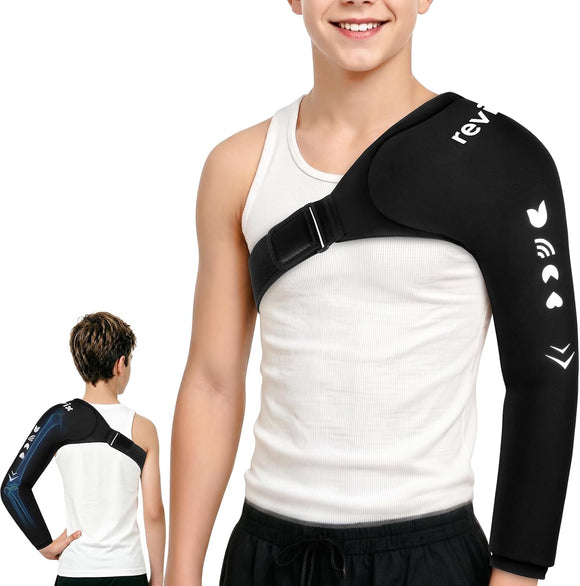 REVIX Young Shoulder Arm Ice Pack Wrap, Reusable Gel Cold Sleeve