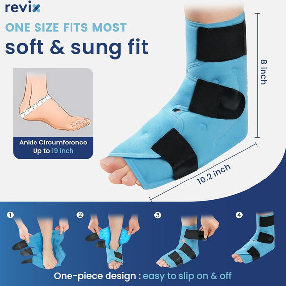 REVIX Extra Large Ankle Ice Pack for Foot Discomfort, Reusable Gel Cold Pack with Cold Compression Therapy