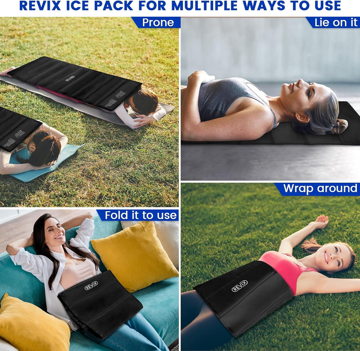 Full Pack REVIX Full Body Ice Packs for Injuries Reusable Super Large Gel Ice Pa ...