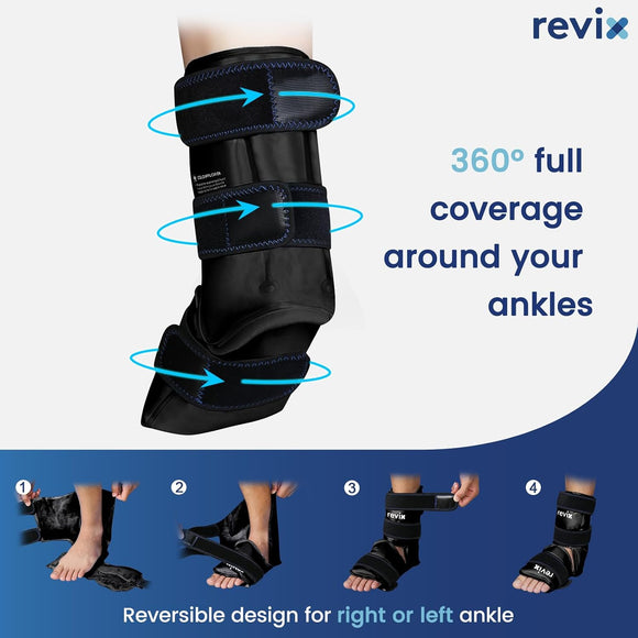 REVIX Ankle Ice Pack for Foot Swelling, Reusable Gel Ice Pack Wrap