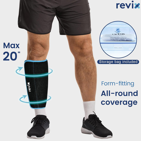 REVIX XL Calf and Shin Ice Packs for Shin Splints Reusable Leg Cold Pack Wraps