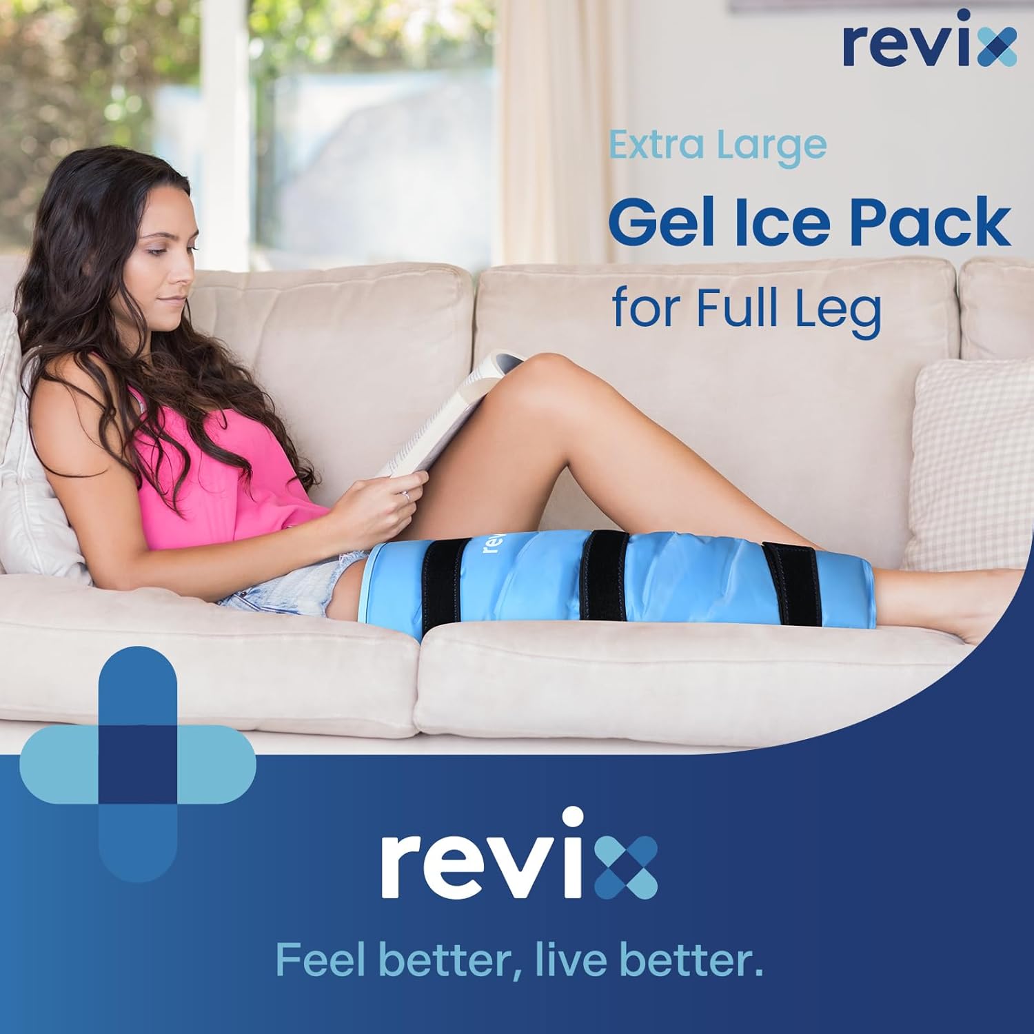 REVIX Full Leg Ice Pack For Hip Replacement, Cold Compress Therapy After Surgery