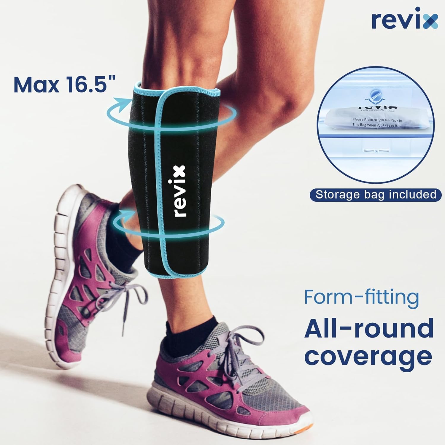 REVIX Calf and Shin Ice Packs for Shin Splints Reusable Leg Cold Pack Wraps