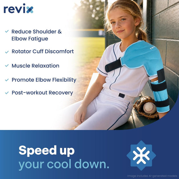 REVIX Youth Shoulder Elbow Ice Pack Wrap, Arm Ice Pack for Pitchers