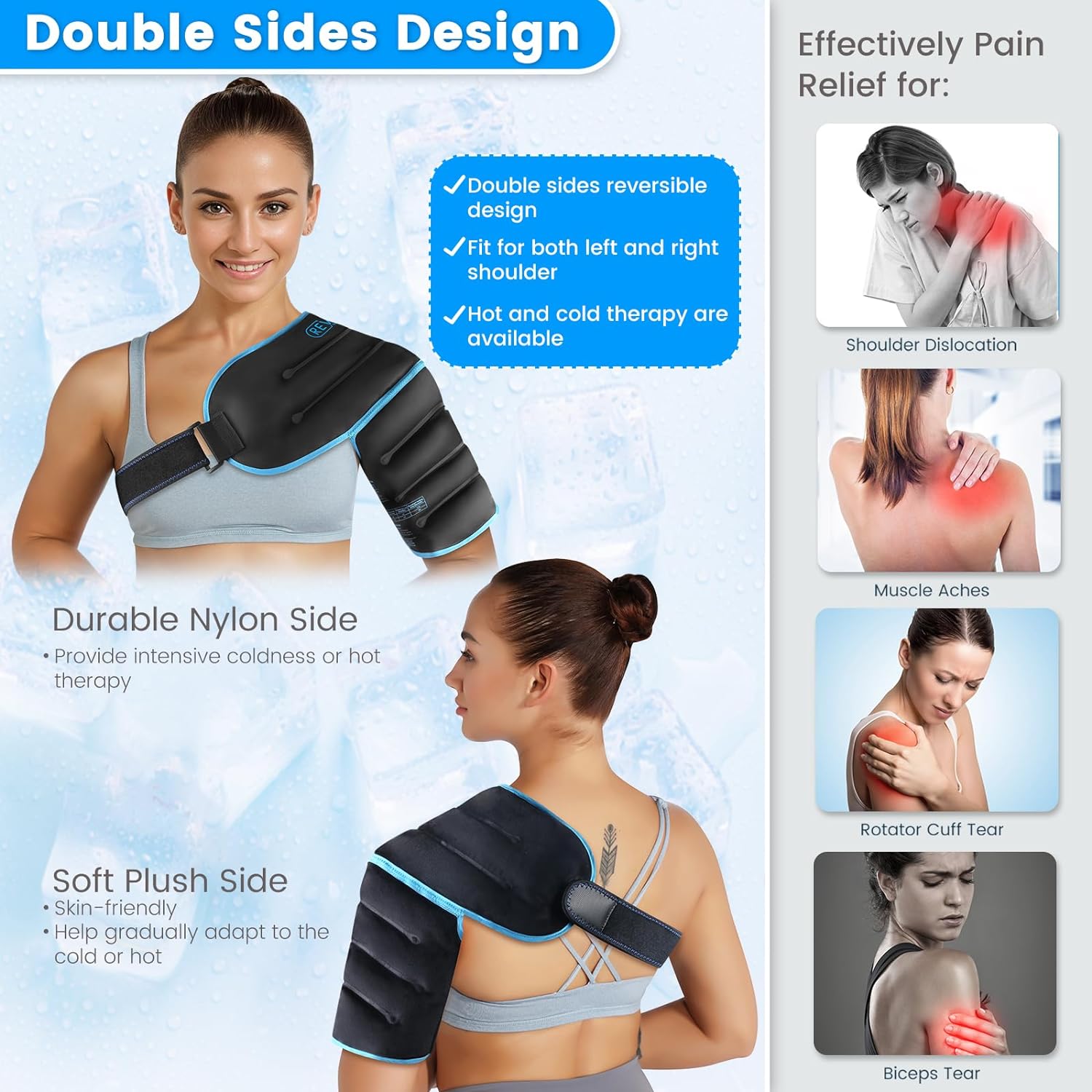 REVIX 3D Sewing Shoulder Ice Pack Wrap for Better Snug Fit and Putting on