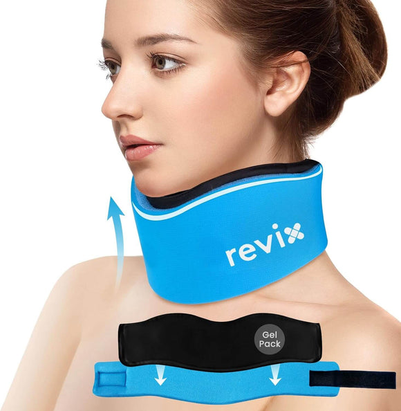 REVIX Soft Neck Brace Cervical Collar, Adjustable Neck Support Brace with Hot Cold Gel Pack