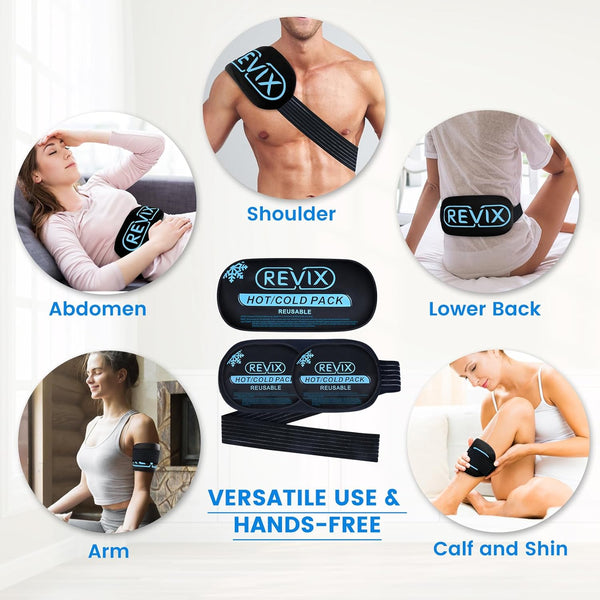REVIX Ice Packs for Injuries Reusable, 5 Pack Hot and Cold Gel Ice Pack Set for Pain Relief