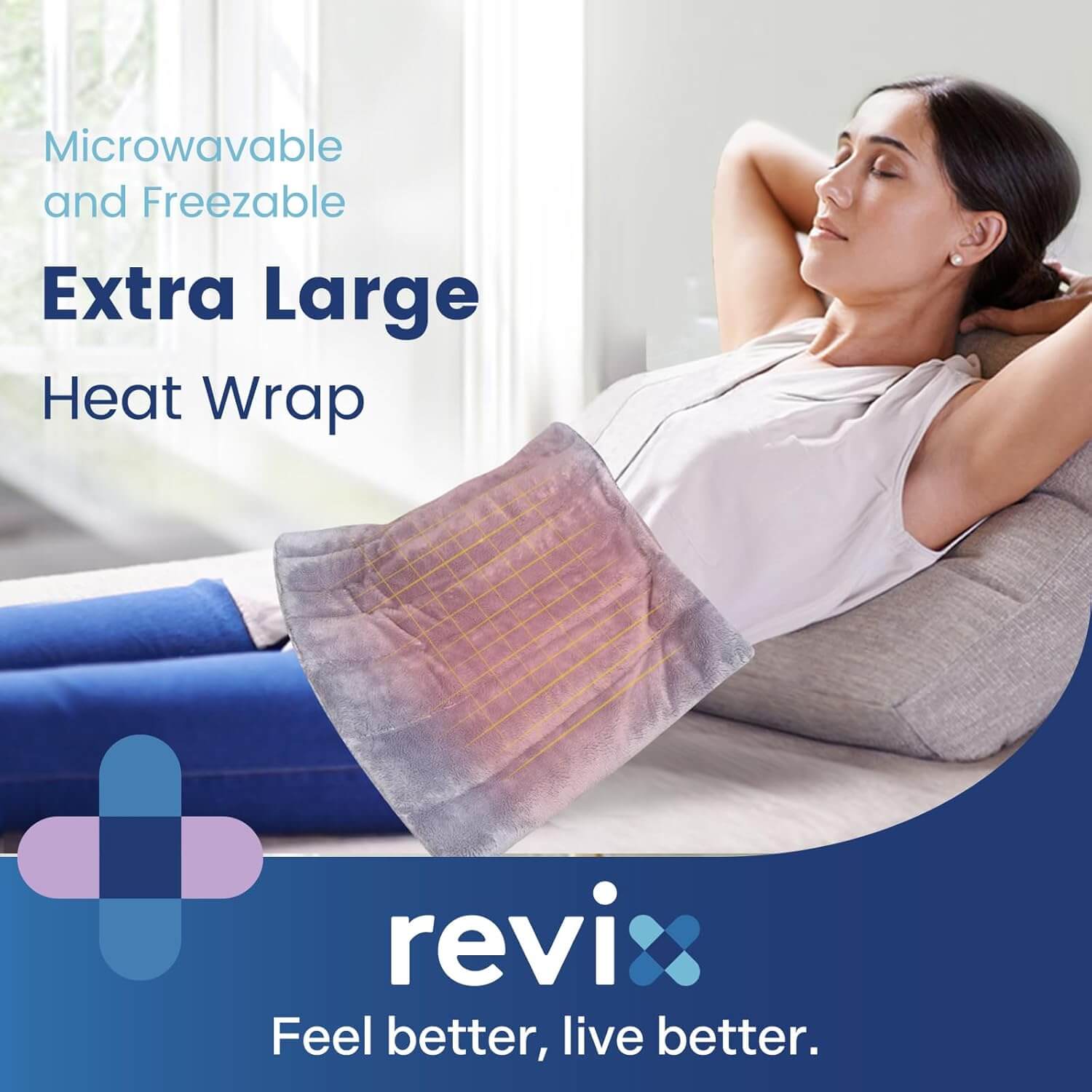 REVIX Large Heating Pad for Back Pain Relief Moist Heated Wrap for Full Back