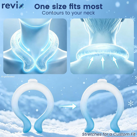 REVIX Large Neck Cooling Tube, 30% Thicker Ice Ring for Summer, Upgraded Wider Circumference Fits All Neck Sizes, Reusable Neck Cooler for Hot Weather, Outdoor Work, Sports, Long-Lasting Cold