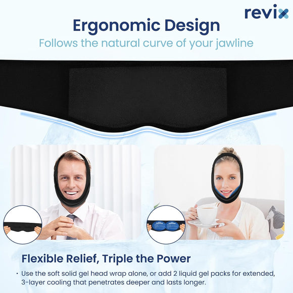 REVIX Wisdom Teeth Ice Pack Head Wrap with 3-Layer Gel Cooling