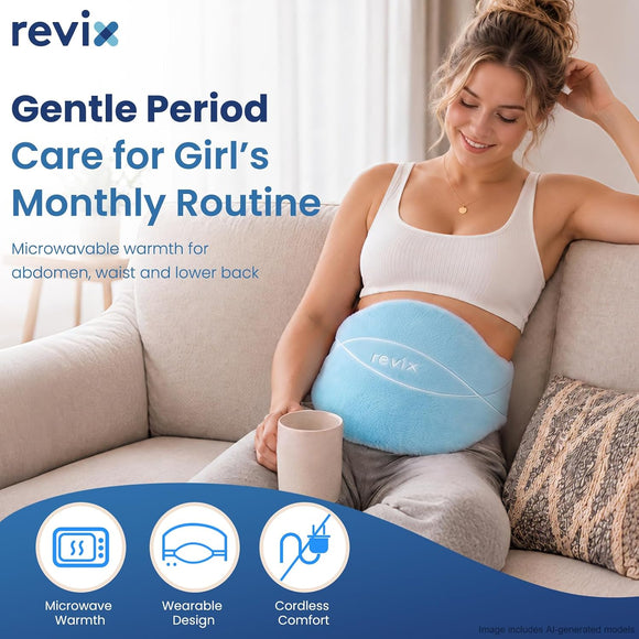 REVIX Microwavable Heating Pad for Period Cramps, Hot Cold Wrap for Belly