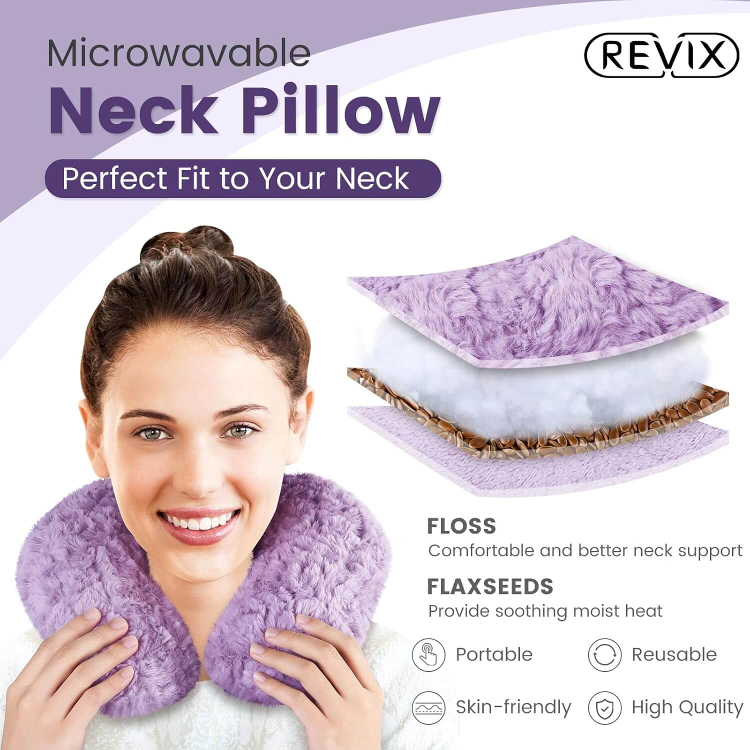 REVIX Neck Warmer Microwavable Heating Pad, Microwave Neck Pillow Moist Heat Therapy