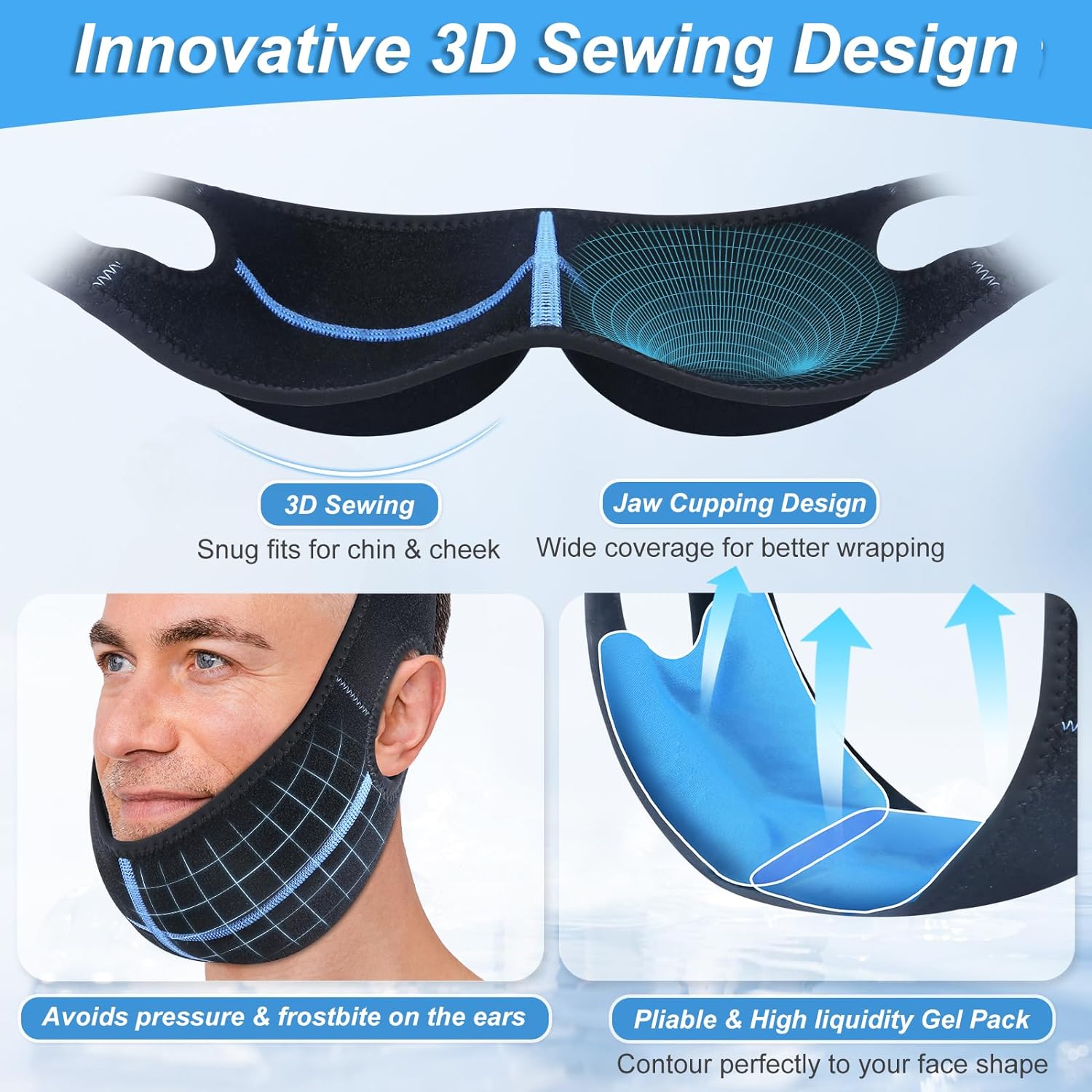 REVIX Wisdom Tooth Ice Pack Wrap with 3D Sewing Design Face Ice Pack for Jaw Pain Relief