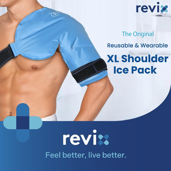 REVIX XL Shoulder Ice Pack Wrap for Rotator Cuff, Reusable Gel Cold Pack