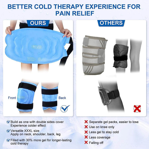 REVIX 20‘’ XXXL Knee Ice Pack Wrap Around Entire Knee After Surgery, Large Ice Pack for Knee Pain Relief