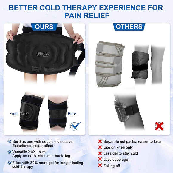 REVIX 20‘’ XXXL Knee Ice Pack Wrap Around Entire Knee After Surgery, Large Ice Pack for Knee Pain Relief
