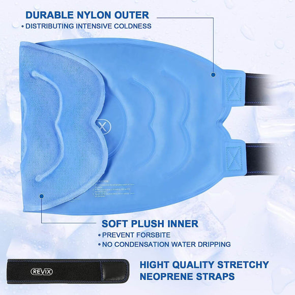 REVIX 20‘’ XXXL Knee Ice Pack Wrap Around Entire Knee After Surgery, Large Ice Pack for Knee Pain Relief