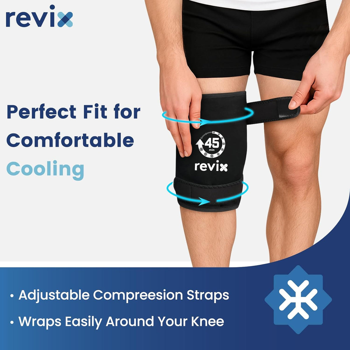 REVIX XXXL Knee Ice Pack Wrap Around Entire Knee, 45-Minute Long-Lasti ...