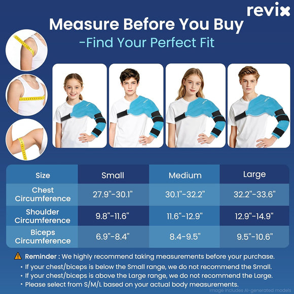 REVIX Youth Shoulder Elbow Ice Pack Wrap, Arm Ice Pack for Pitchers