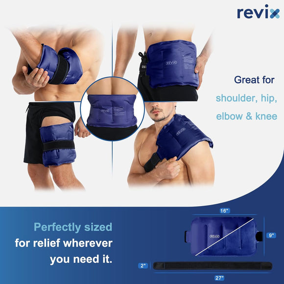 REVIX 2-Pack Large Cold Packs for Back, Rotator Cuff, Hip, Knee, and Shin, Versatile