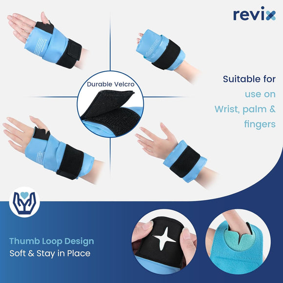 REVIX 24" Extra Long Wrist Ice Pack Wrap for Discomfort Reducing, Reusable Gel Ice Pack for Hand and Forearm
