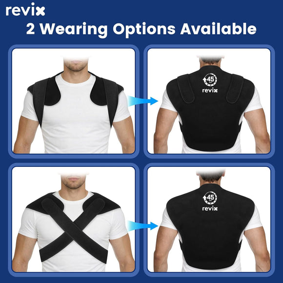 REVIX 45-Min Long-Lasting Ice Pack for Shoulders and Back, Large Gel Ice Pack with Straps