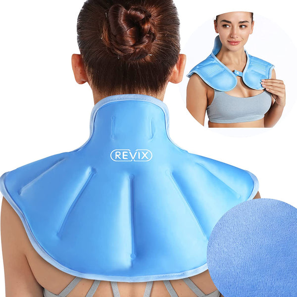 REVIX Shoulder Ice Pack for Injuries Reusable Gel Large Neck Shoulder Ice Pack Wrap
