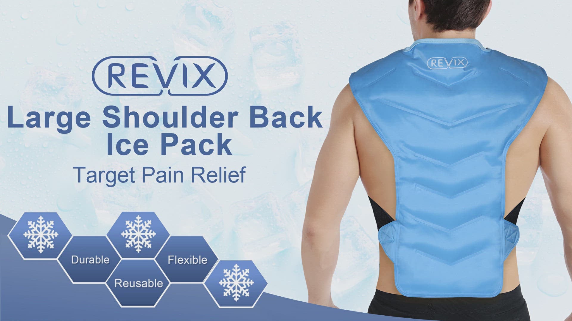 REVIX Large Ice Pack for Shoulder and Back Injuries Reusable, Full Back Ice Pack Wrap Pain Relief