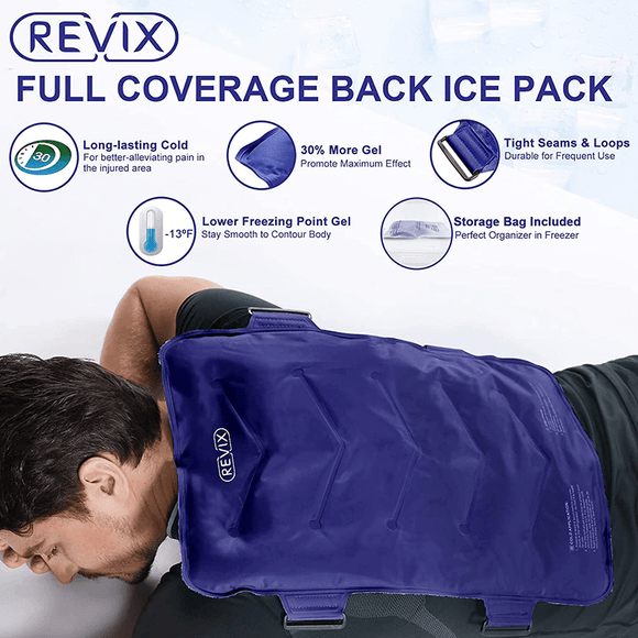 REVIX Full Back Ice Pack for Back Pain Relief Reusable Large Gel Ice Wrap