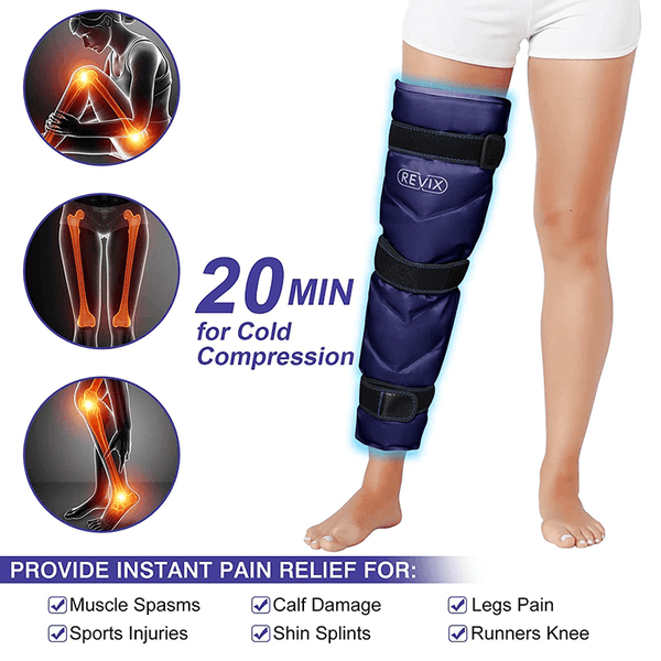 REVIX Gel Ice Pack for Leg Pain Relief, Large Ice Wrap for Cold Compress Therapy After Surgery