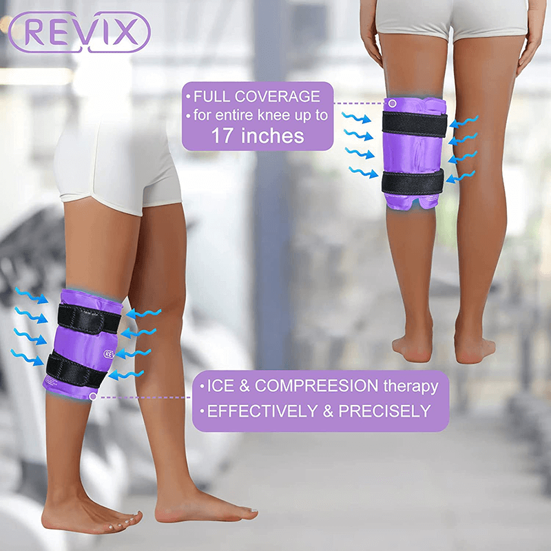 REVIX XL Knee Ice Pack Wrap Around Entire Knee After Surgery, Reusable Gel Cold Pack for Knee Pain Relief