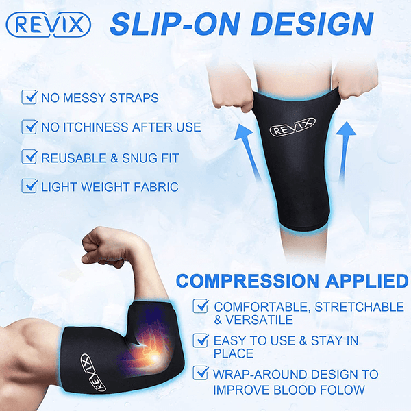 REVIX Knee Ice Pack for Injuries Compression Ice Sleeve Reusable Gel Cold Pack for Knee Pain Relief, Hot Cold Therapy Ice Wrap for Sports Recover, Arthritis & Sprains