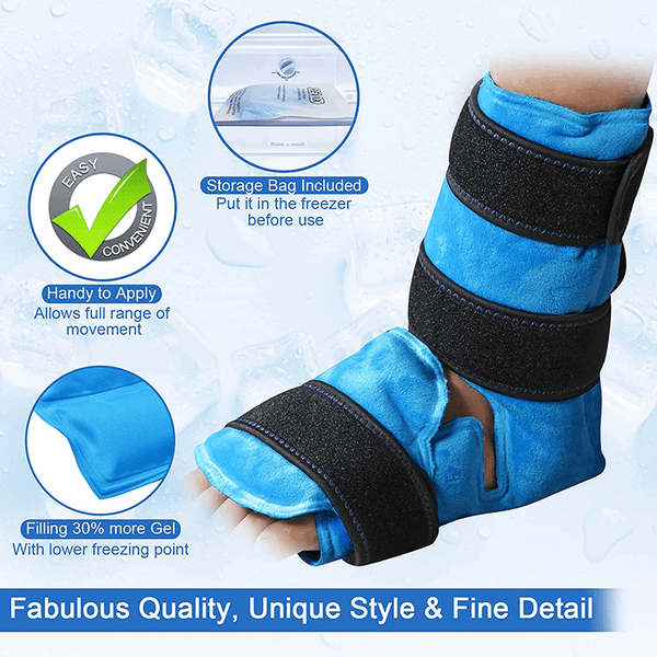 REVIX Ankle Ice Pack Wrap for Injuries with Reusable Gel