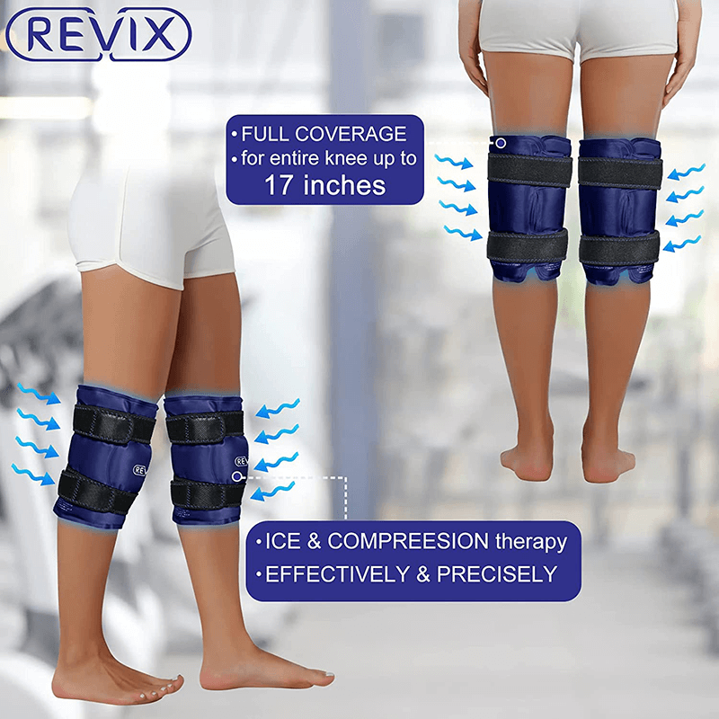 REVIX XL Knee Ice Pack Wrap Around Entire Knee After Surgery, Reusable Gel Cold Pack for Knee Pain Relief